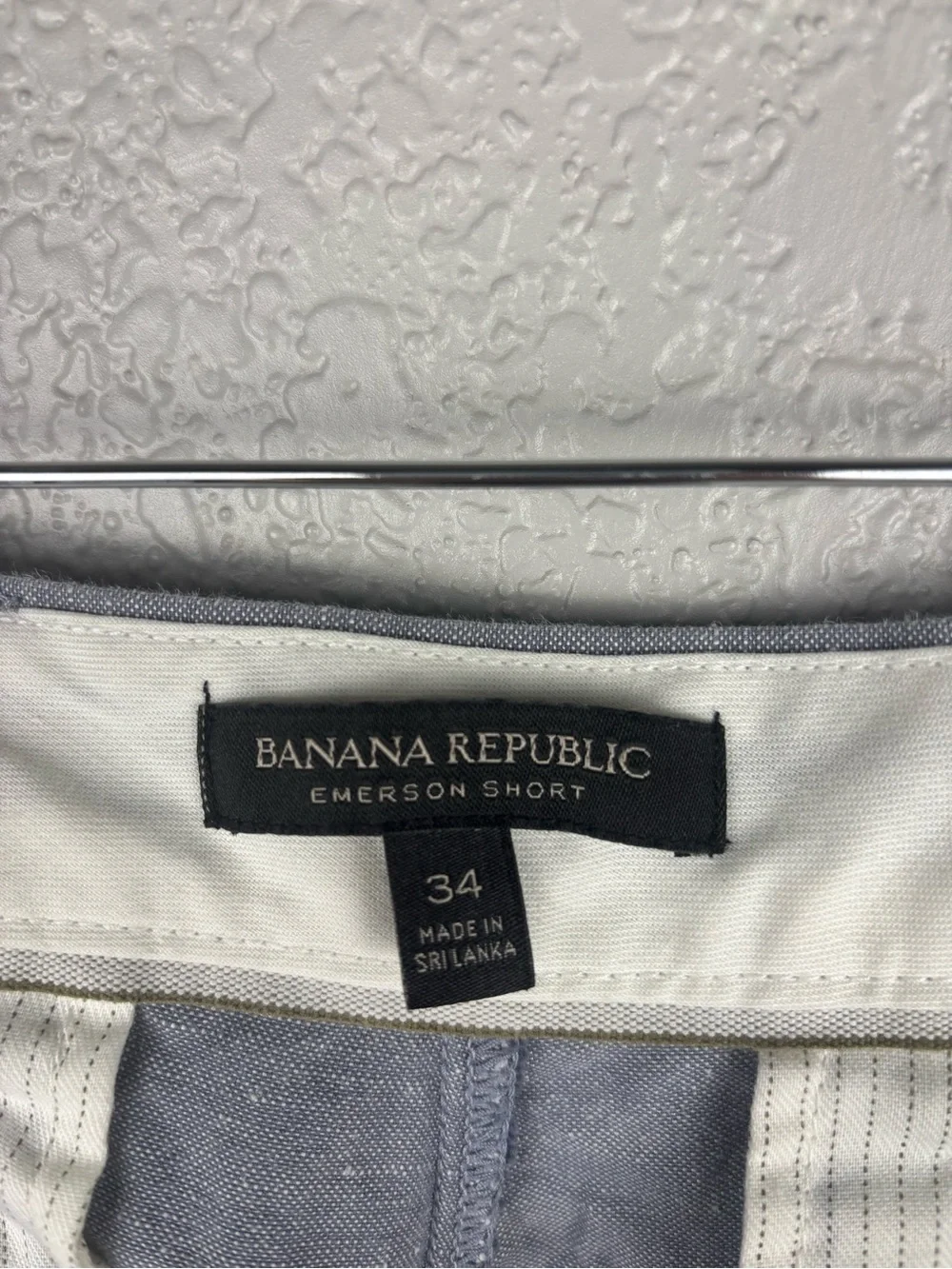 Banana Republic Emerson Short Men's 34 Light Blue Chambray Linen Cotton Chino